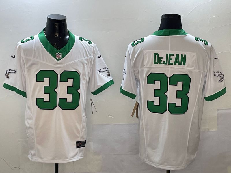 Men Philadelphia Eagles #33 DeJean White Retro three generations 2025 Nike Limited NFL Jersey style 1